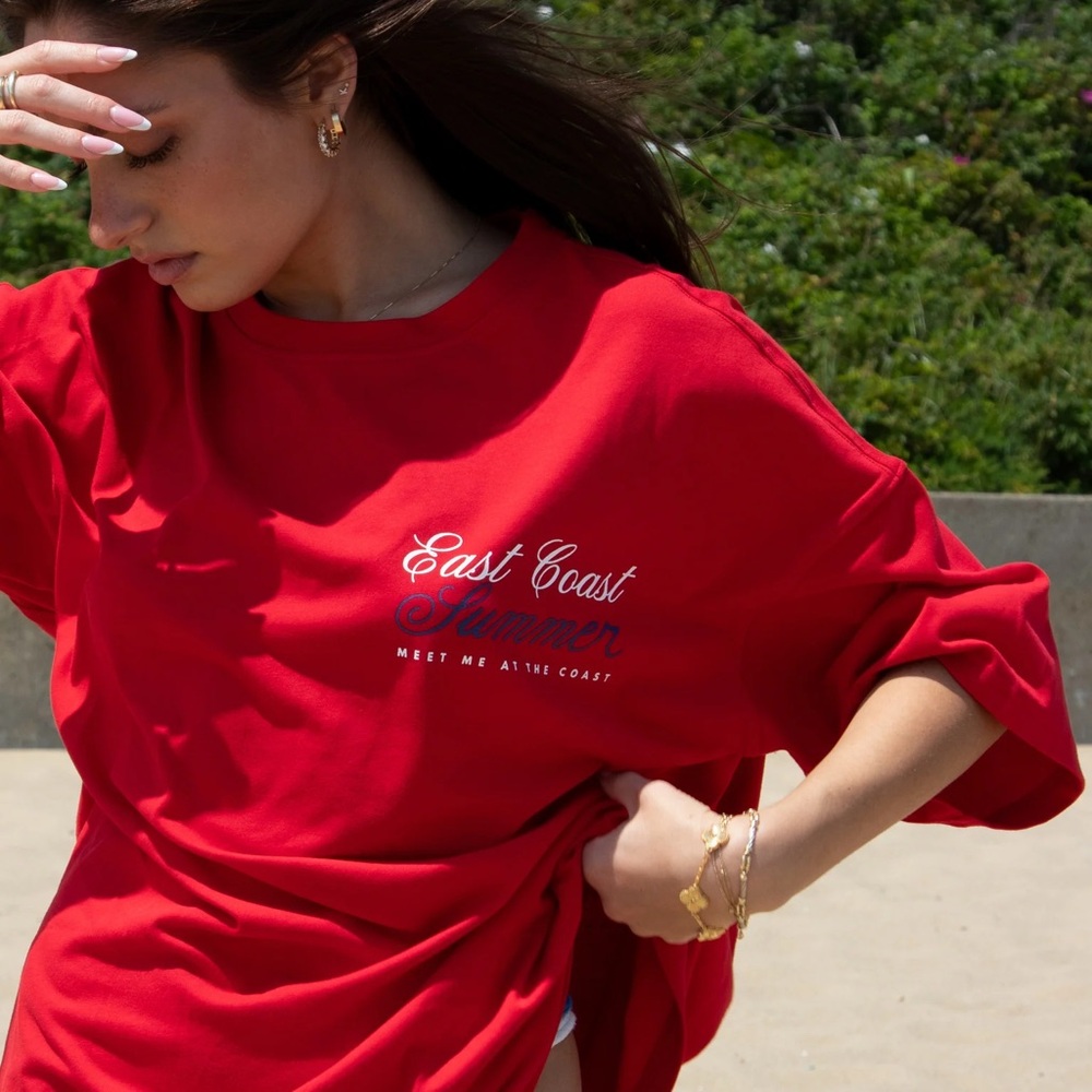 1987 East Coast Summer Red Short Sleeve Women's Tee